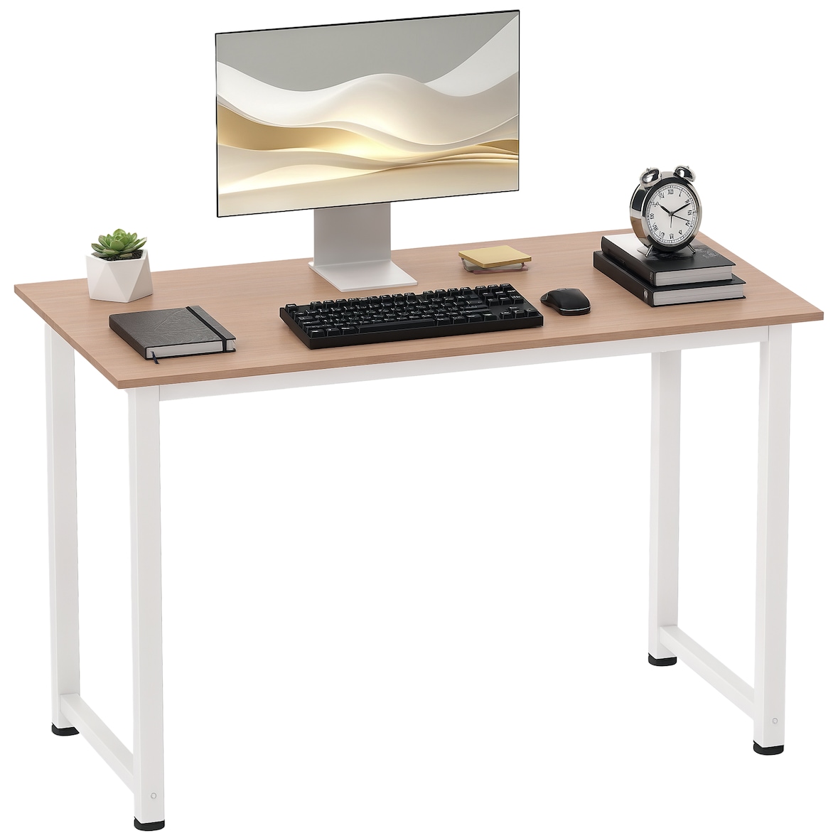 HOMCOM Mesa de Ordenador Escritorio para Hogar Oficina con Pies Ajustables Mobiliario Simple de Oficina 120x60x76cm Carga 100kg Marco Metal