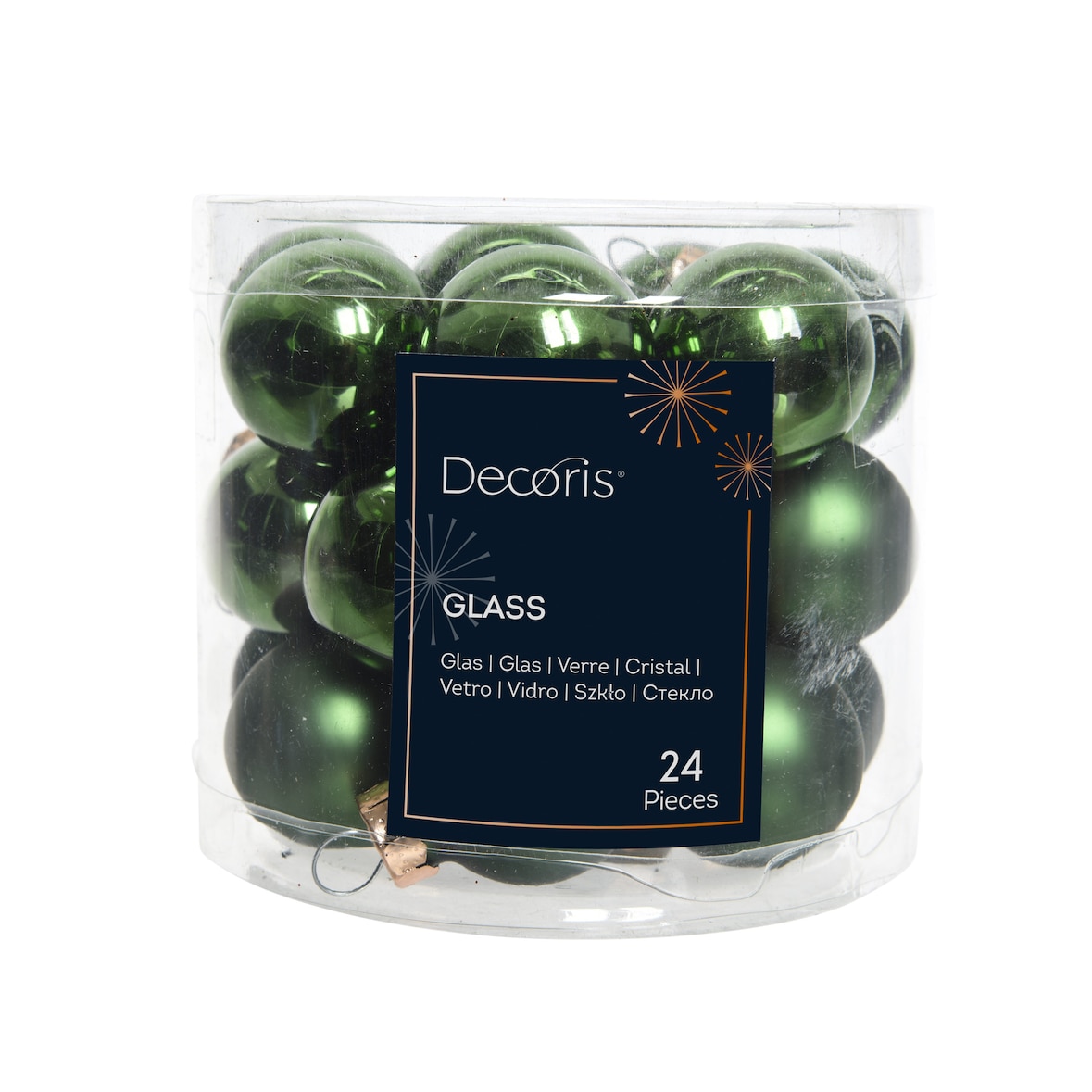 24 Weihnachtskugeln 25mm Glas mini Christbaumkugeln Spiegelbeeren 3cm dunkelgrün