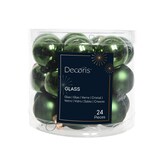 thumbnail of 24 Weihnachtskugeln 25mm Glas mini Christbaumkugeln Spiegelbeeren 3cm dunkelgrün