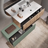 thumbnail of AQA Design Composizione da bagno in MDF vasca DX 4 pezzi VENERE quercia/verde salvia cm. L.200 P.45 H.190 MPVE54-QUE-SAL