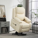 thumbnail of HOMCOM Poltrona Alzapersona con Poggiapiedi e Telecomando Bianco Crema