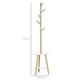 thumbnail of HOMCOM 2 en 1 Perchero de Pie de Bambú con 2 Estantes 5 Ganchos 39,5x39,5x171 cm