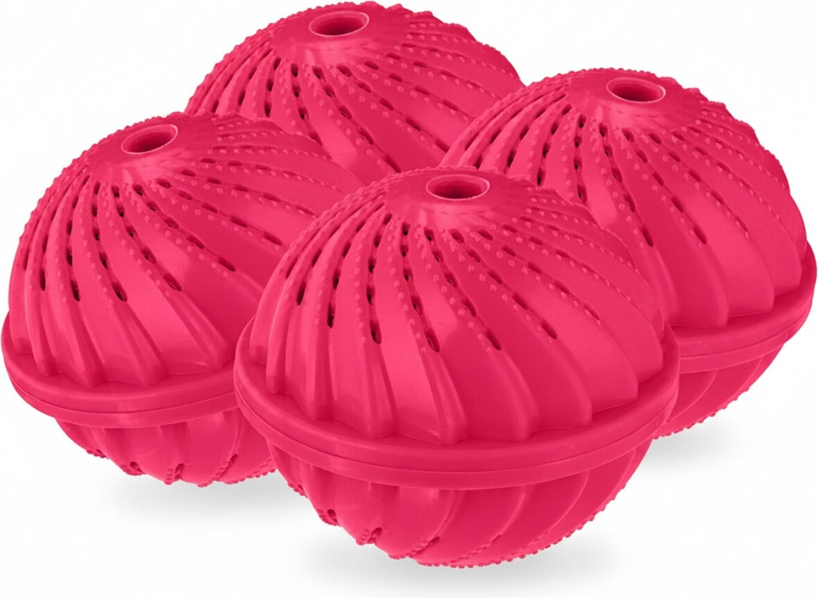 Relaxdays Waschball, 4er Set, Waschkugel für Waschmaschine, ökologisch, hautfreundlich, Waschen ohne Waschmittel, pink