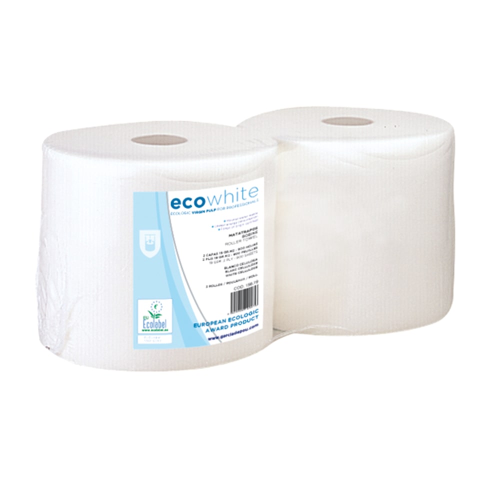 Garcia de Pou 2 Unità - Rotoli Asciugamani Ecolabel 2 Veli - 3,5Kg 19 G/M2 Ø32X24 Cm Bianco Tissue