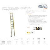 thumbnail of Escalera Dieléctrica Homologada EN 61478 Todo Fibra TRF2C de Doble Extensión a Cuerda 12x2 Peldaños para Electricista