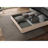 thumbnail of Cama matrimonial con almacenaje acolchada 200x200 microfibra arena Appia Large