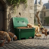 thumbnail of Bac de stockage alimentaire pour animaux 200l avec grenouillères - plast'up rotomoulage - VERT