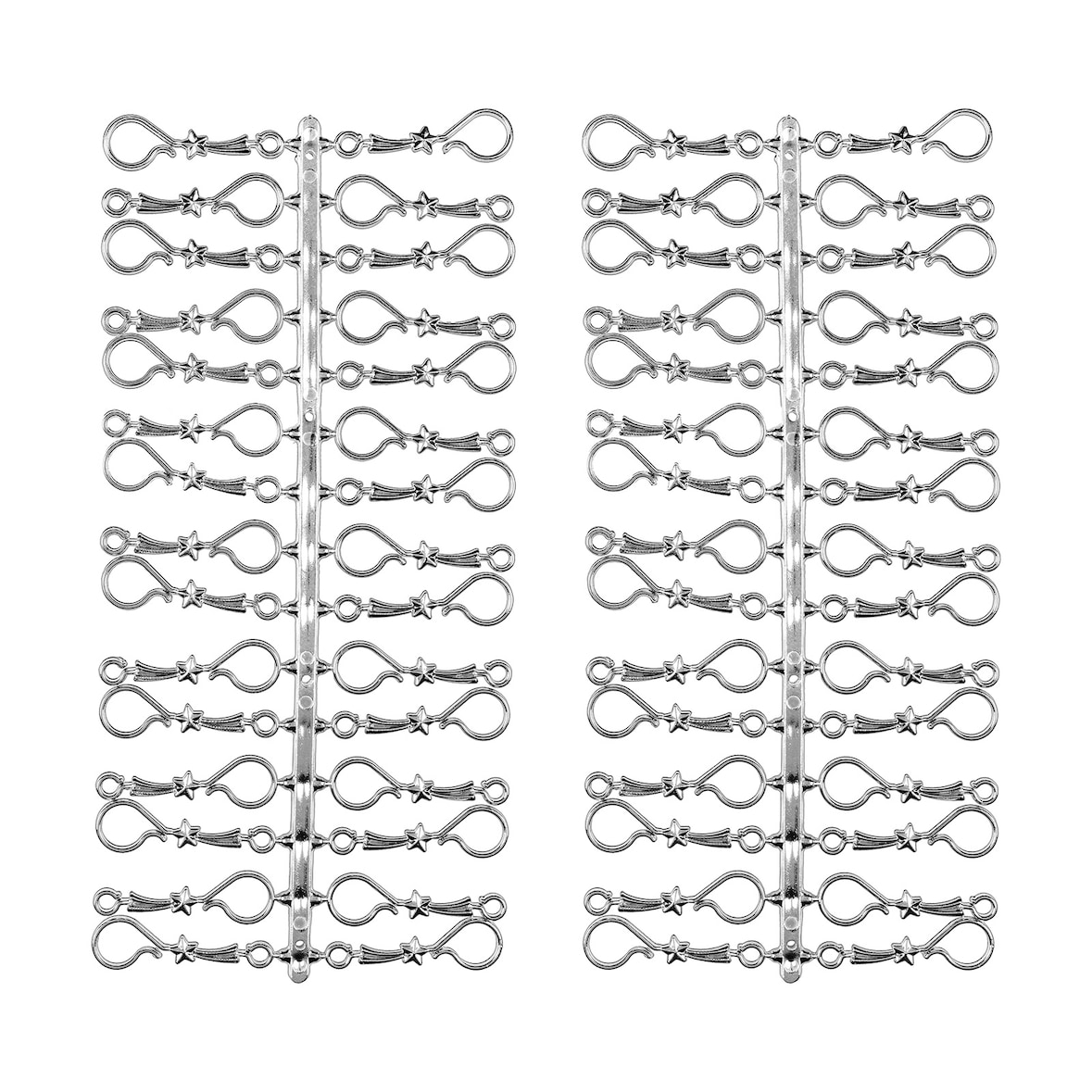 60 Stück Weihnachtskugeln Haken `Chrom Silber Stern` Aufhänger