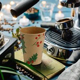 thumbnail of BIOZOYG 1000 Stück Kaffee-Trinkbecher 300ml / 12ozPappe Winterliche Bedruckung mit Zweigen, Einwegbecher Kaffeebecher Pappbecher, biologisch abbaubar