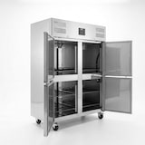thumbnail of Romux® Kühlschrank mit 4 Türen 148 cm mit Umluftkühlung | Gastro Kühlschrank aus Edelstahl mit 1300 L Kapazität - 6 Einlegeböden und 580 W