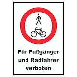 thumbnail of Für Fußgänger und Radfahrer verboten Schild A4 Rückseite selbstklebend