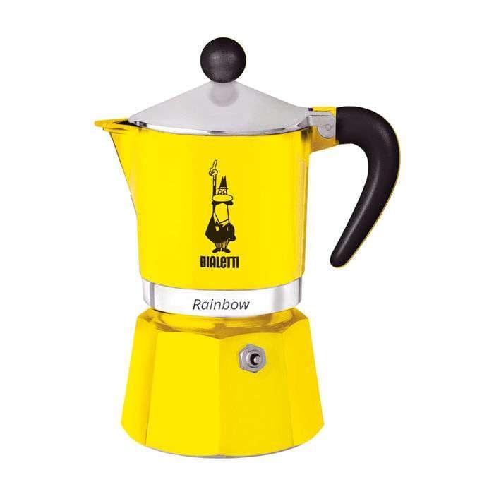 Bialetti Rainbow Pot à moka Noir, Jaune