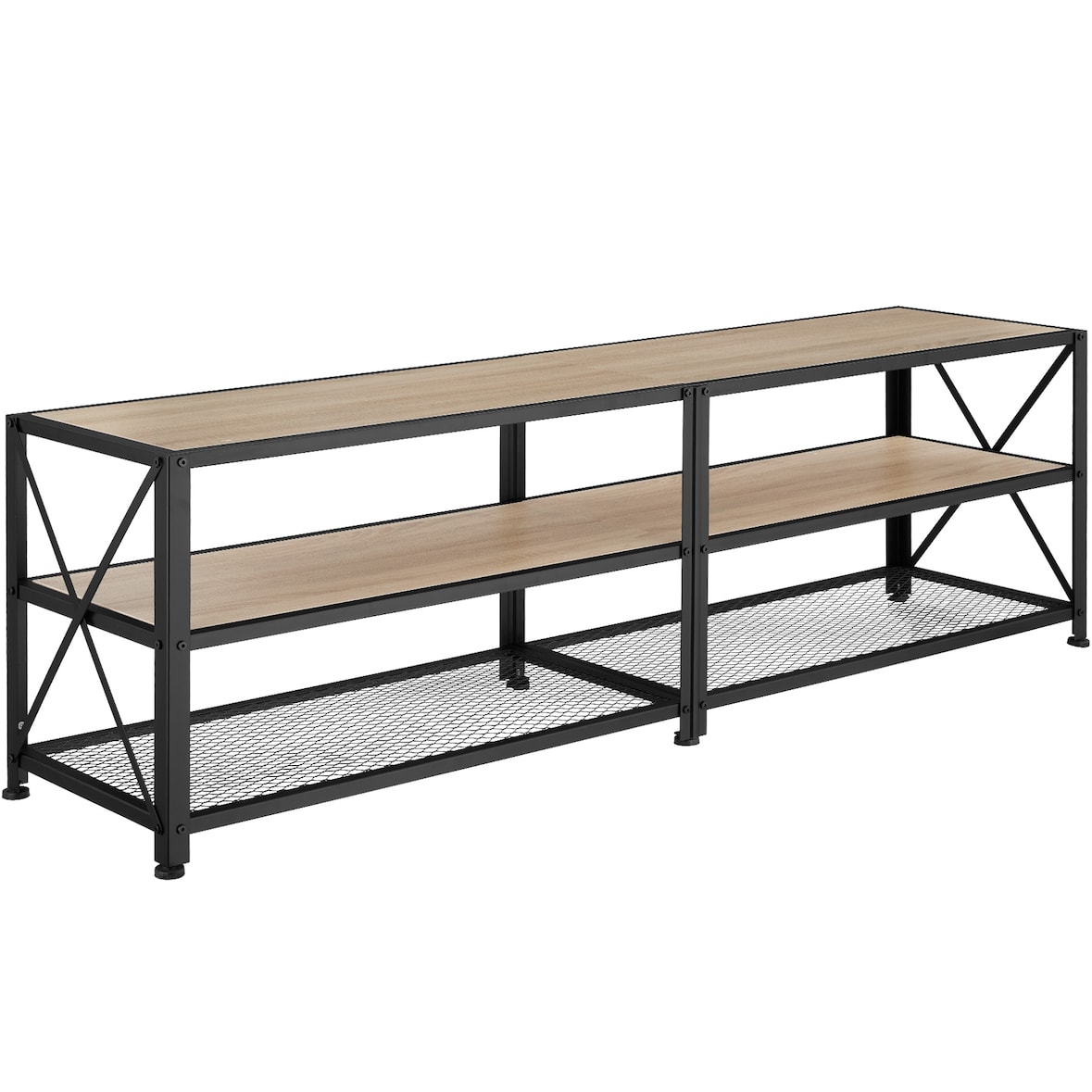 tectake Meuble bas - 161 cm, Bois clair industriel, Chêne Sonoma - 404544
