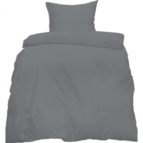 Baumwoll Seersucker Bettwäsche 135x200 +80x80cm, grau, uni/einfarbig, Reissverschluß, bügelfrei