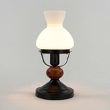 thumbnail of Licht-Erlebnisse Rustikale Tischlampe Braun Holz Metall Glas Landhausstil Wohnzimmer Schlafzimmer Nachttischleuchte, RA7072