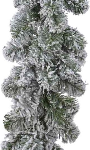 2.7m Künstliche Tannengirlande 25cm mit Schnee Indoor Kamindeko Fensterdeko Weihnachten Weihnachtsgirlande Winter beschneit Grün Weiß