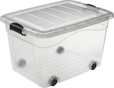 thumbnail of 3 Stück Aufbewahrungsbox transparent 60 Liter mit Deckel und Klickverschluss 610 x 450 x 360 mm inkl. Rollen