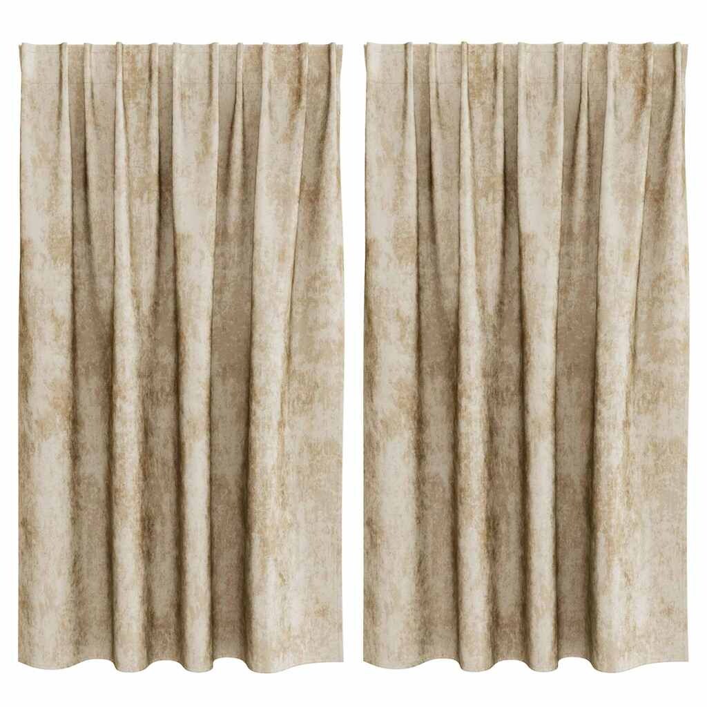 vidaXL Gordijn met gordijnen 2 pcs Crème 140 x 140 cm Fluweel