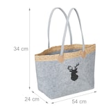 thumbnail of Relaxdays Filztasche, 35 l, Einkaufstasche & Kaminholzkorb, faltbar, Hirschmotiv, mit Henkeln, Einkaufskorb Filz, grau