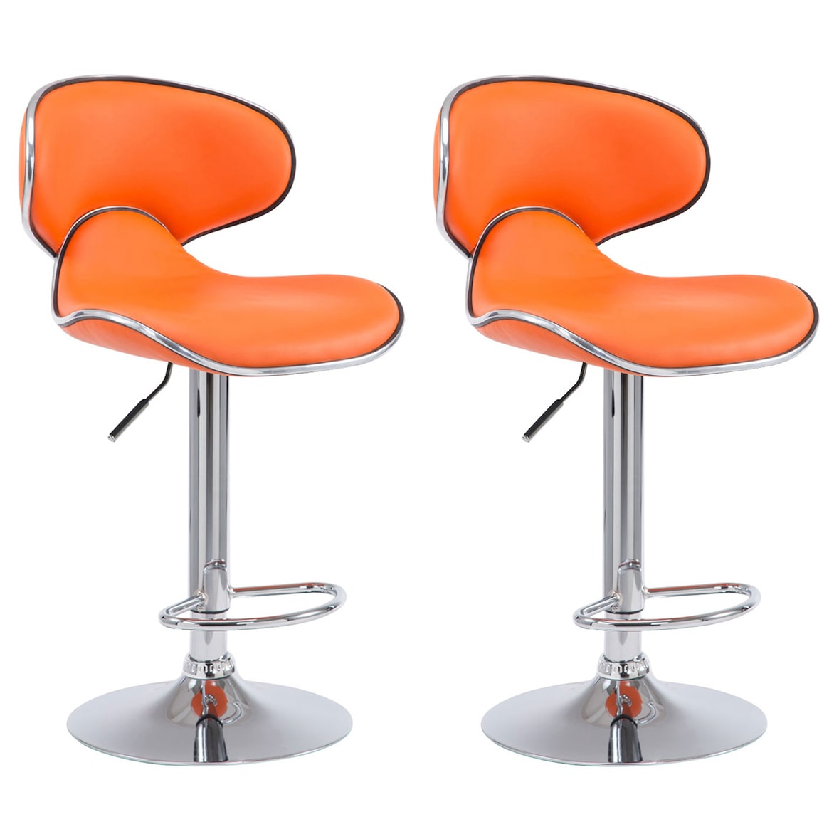 Lot de 2 tabourets de bar Las Vegas V2 similicuir Orange/Chrome