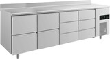 thumbnail of Kühltisch je 2 Schubladen links&mittig je 3 Schubladen mittig&rechts Aufkantung, 2330x700x850mm -2/+8°C 632l