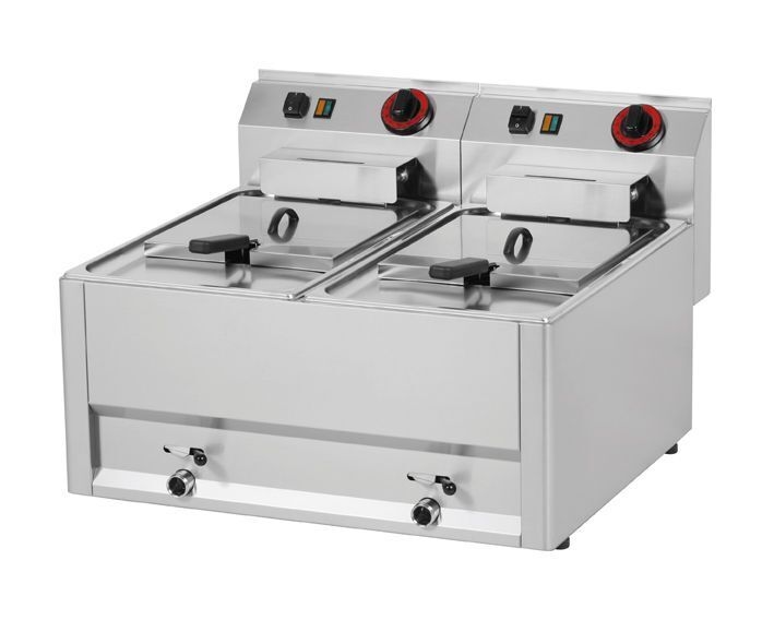 Wimar Elektro Doppel-Fritteuse Friteuse Standgerät 2x 8 Liter 660x600x290mm Fritöse