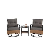 thumbnail of Outdoor-Tisch- und Stuhlset Stahl/PE-Rattan Braun-Grau, drehbar, 3-teilig