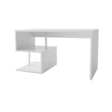 thumbnail of Dmora Schreibtisch Valerio, Linearer Schreibtisch mit PC-Halterung, Mehrzweck-Bürotisch, cm 140x60h78, glänzend weiß