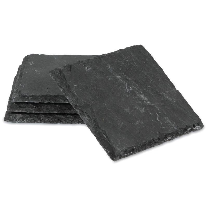 Boska Untersetzer Schiefer / hippe, luxuriöse Ausstrahlung / vier Stücke / Schiefer / Schwarz / 100 x 100 x 9 mm