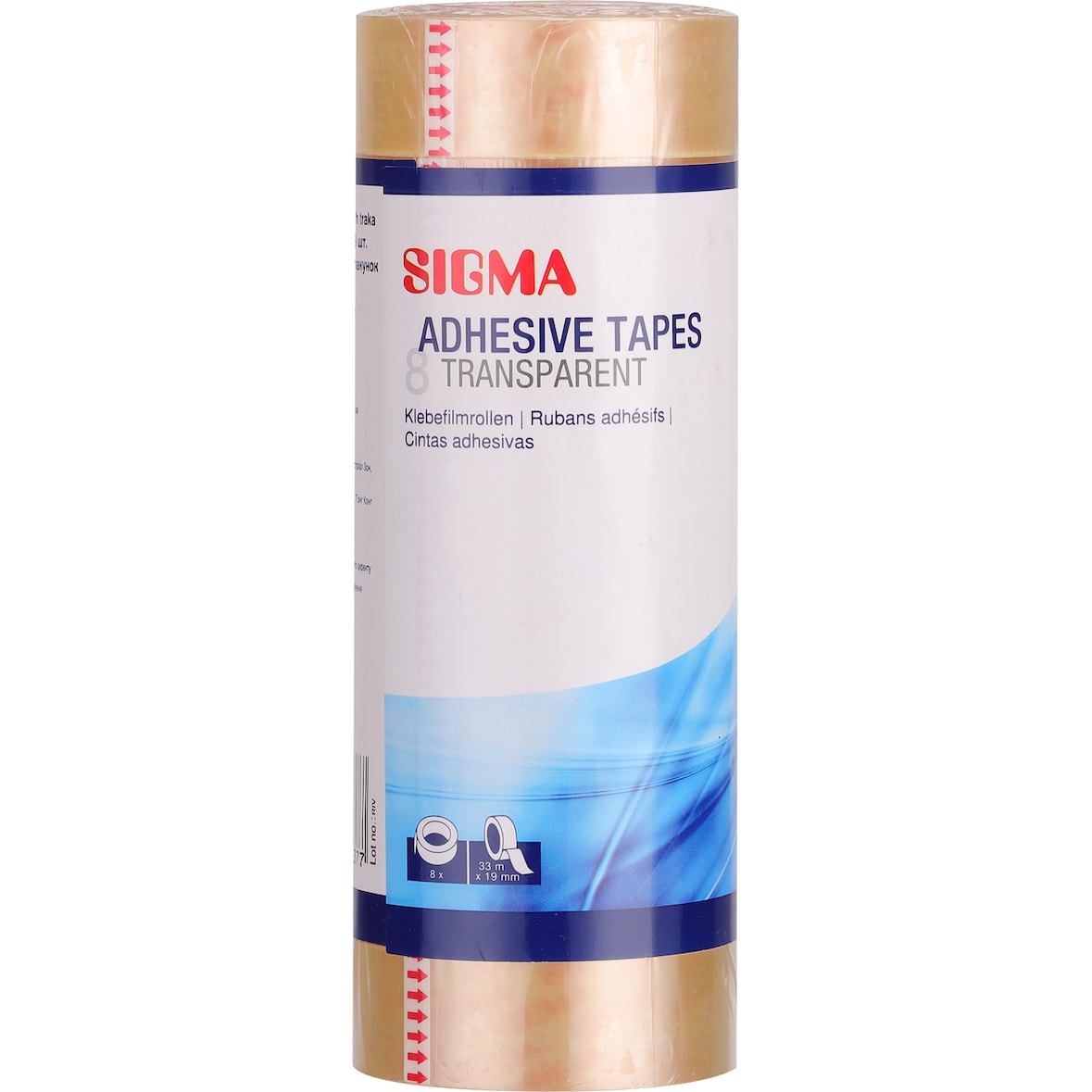 SIGMA Klebefilm AT 04, 19 mm x 33 m, transparent, 8 Stück