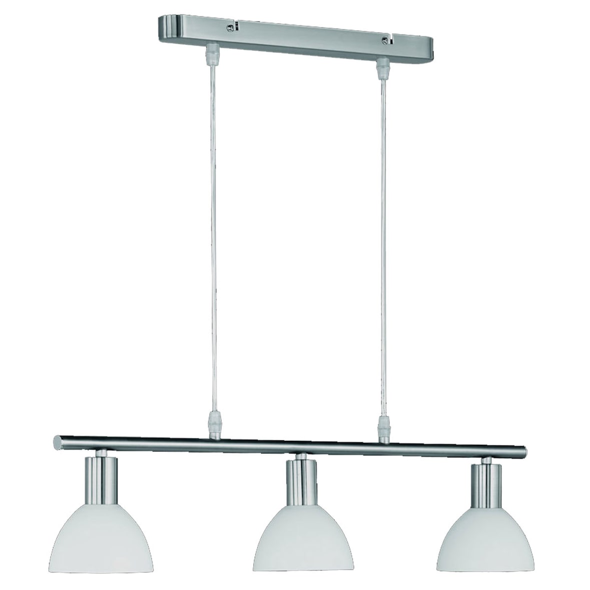 Reality|Trio Pendelleuchte Hängelampe, 3-flammig, nickel matt, Glasschirm weiß