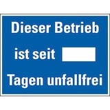 thumbnail of Schild I Hinweisschild Dieser Betrieb ist seit...Tagen unfallfrei, Stahlblech, 400x300mm