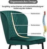 thumbnail of Merax 2er Set Esszimmerstuhl (2 St), Polsterstuhl Design Stuhl mit Rückenlehne, Sitzfläche aus Samt Gestell aus Metall, Dunkelgrün