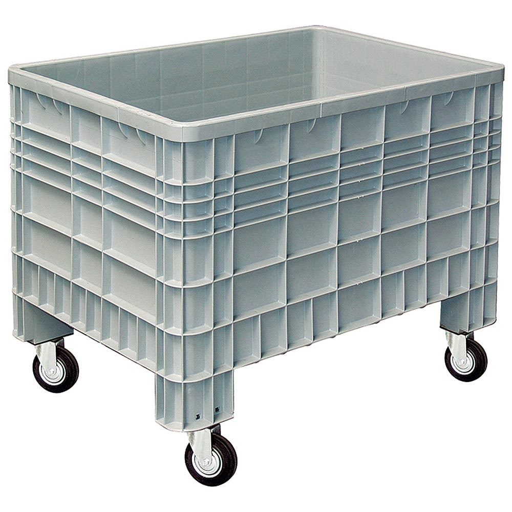 Palettenbox mit Außenrippen und 4 Rollen, LxBxH 1200 x 800 x 950 mm