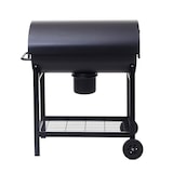 thumbnail of Barbecuetrolley HWC-F70, houtskool barbecue staander barbecue tuinbarbecue met dekselplateau, staal 103x93x70cm zwart