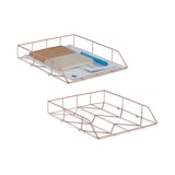 thumbnail of Relaxdays Briefablage, 2er Set, Metall, Dokumentenablage, HBT: 5,5 x 26 x 31,5 cm, Büro Schreibtischablage, roségold