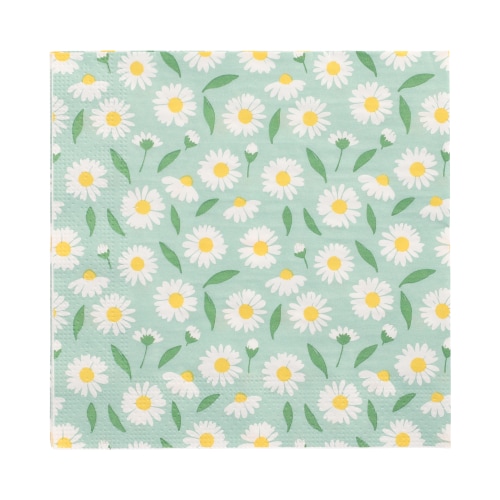 200 Servietten, 3-lagig 1/4-Falz 33 cm x 33 cm `Lots of Daisies`