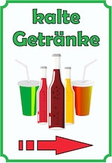 thumbnail of kalte Getränke Schild Hochkant mit Pfeil rechts A0 (841x1189mm)
