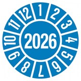 thumbnail of Jahresprüfplakette ab 26, blau/weiß Ø 35mm - Bogen = 10 Plaketten - 35 mm Folie selbstklebend