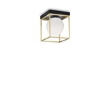 thumbnail of lingotto pl1, kubische deckenleuchte aus messingbeschichtetem metall, ideal lux