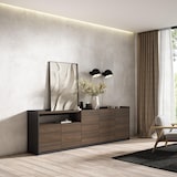 thumbnail of Sideboard, Highboard, 260x80x37 cm, 5 Türen, Wohnzimmer, Küche, Dunkler Eiche und Schwarz