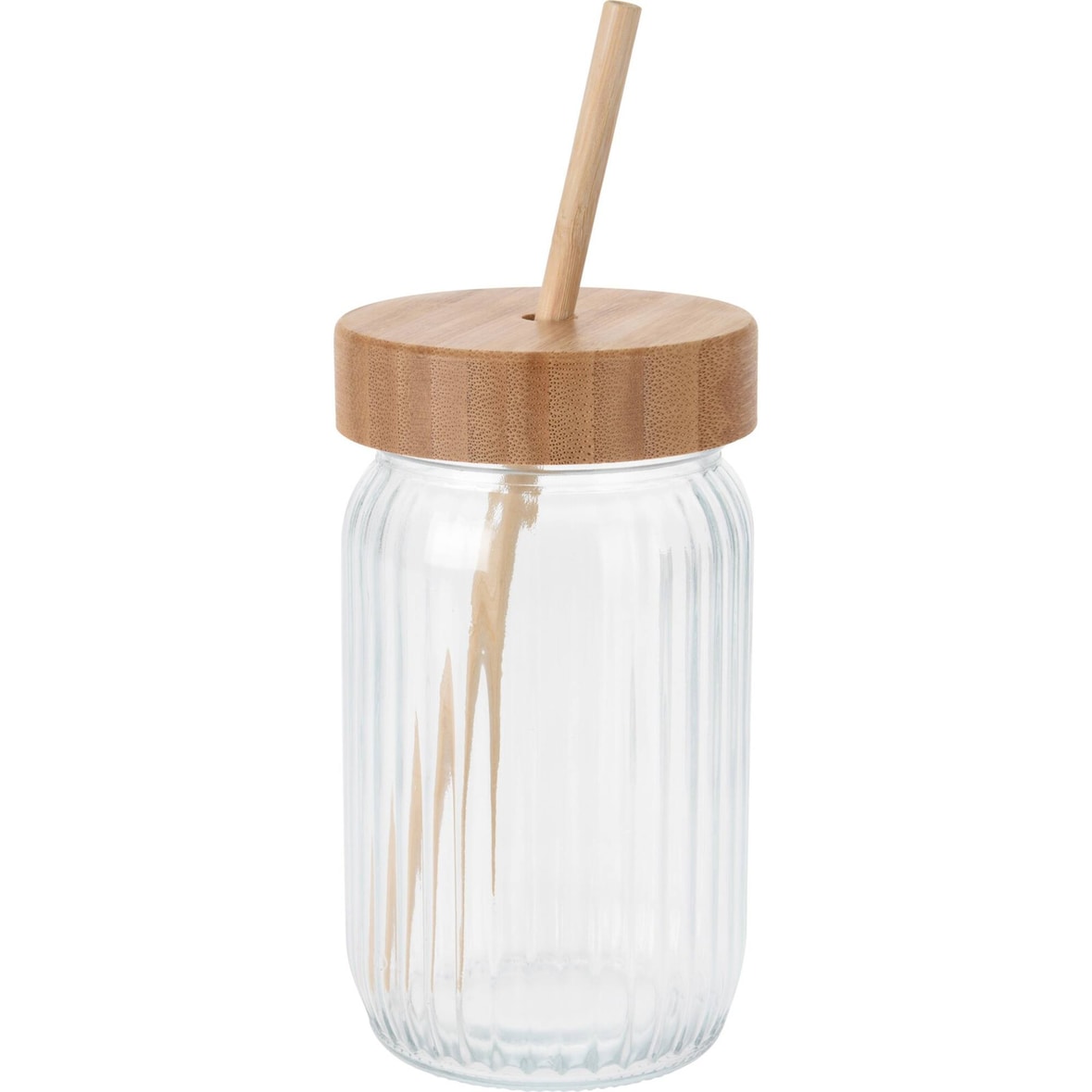 WellHome - Vaso de cristal con tapa de bambú de 500ml