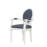 thumbnail of Rokoko/Amaretta Esszimmerstuhl mit Armlehne antik weiss, Stoff schwarz gestreift.