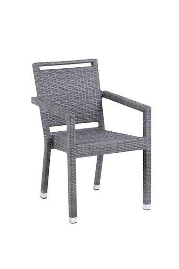 METRO PROFESSIONAL Sedia impilabile con braccioli e maniglia Barbados, rattan sintetico, grigio
