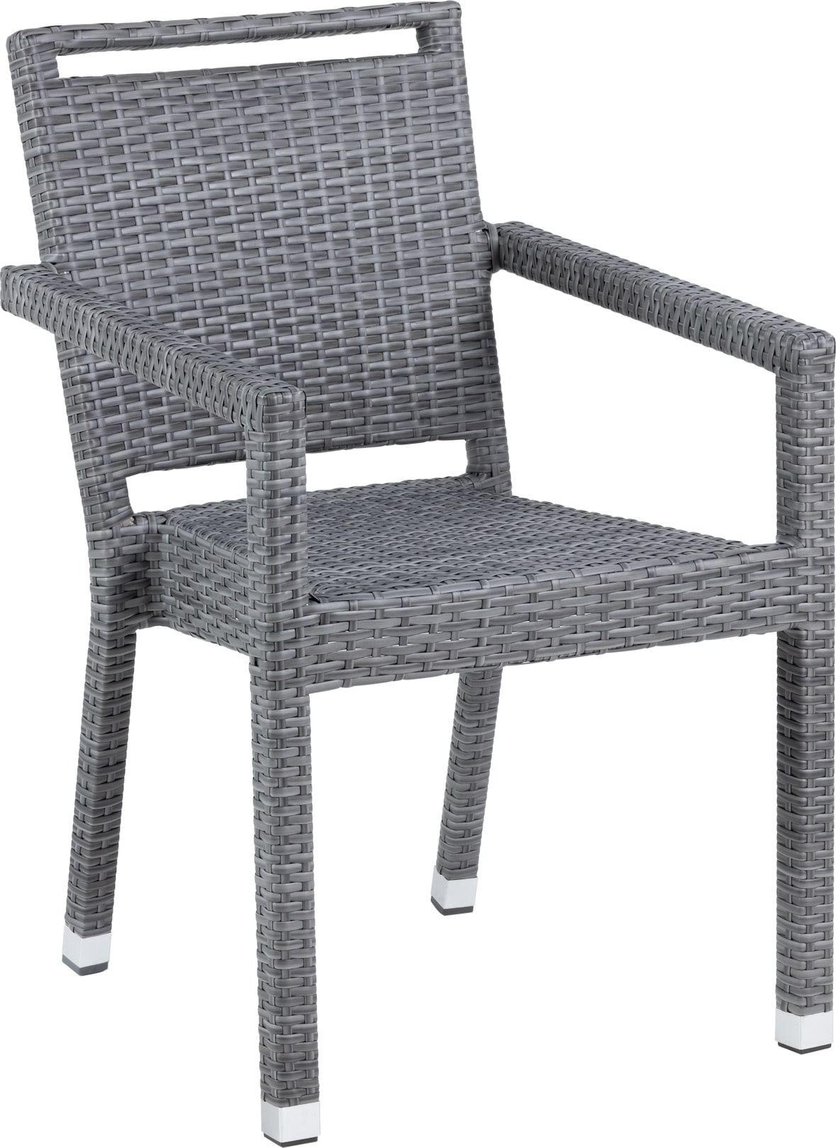 METRO PROFESSIONAL Sedia impilabile con braccioli e maniglia Barbados, rattan sintetico, grigio