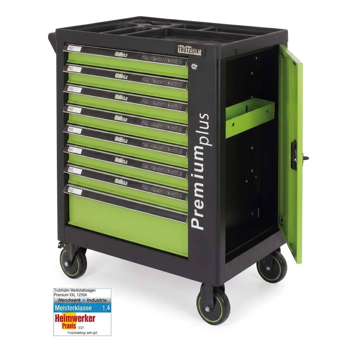 Werkzeugwagen Premium plus leer 8 Schubladen Seitentür abschließbar Softclose Interloc