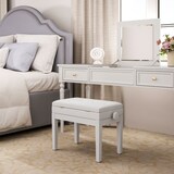 thumbnail of HOMCOM banqueta para piano banco para piano con ajustable en altura de 48 a 58 cm espacio de almacenamiento patas de madera blanco
