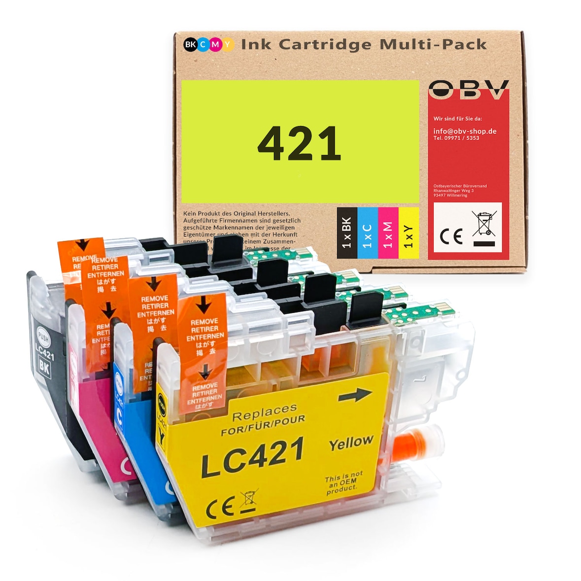 Kompatibel Druckerpatronen Set ersetzt Brother LC-421VAL LC-421 – 4 Farben – für Brother DCP-J1050DW J1140DW J1800DW MFC-J1010DW