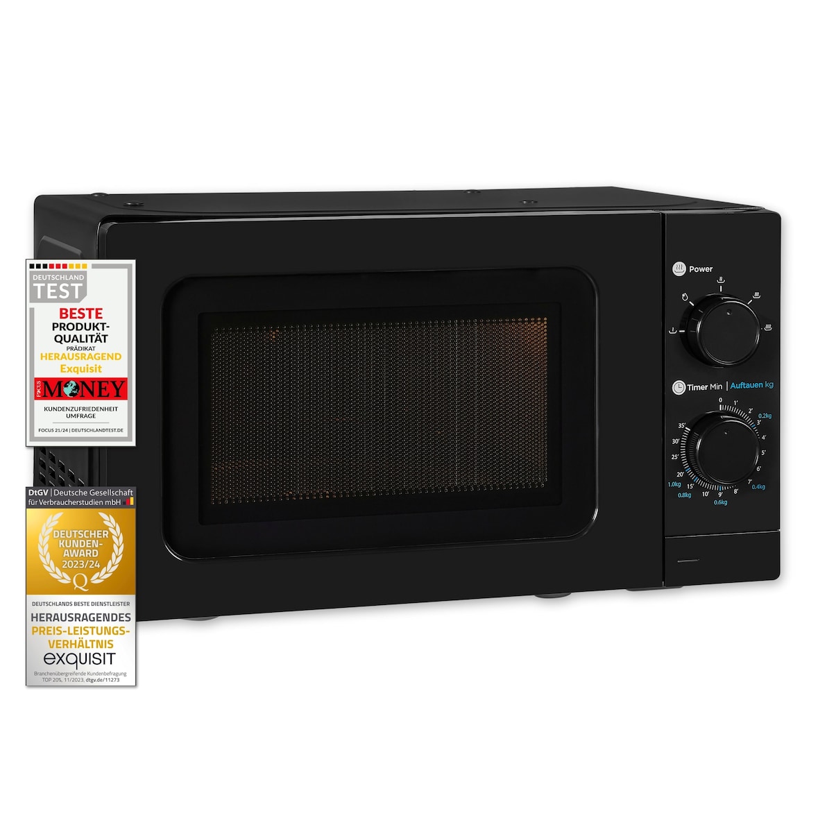 Exquisit Mikrowelle WP 700 J17-3 sw | Unterbau | 700 W | Drehteller 25,5cm | Schwarz