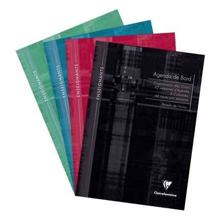 Agenda de Bord Metric p. Enseignants, non millésimé A4, 144p./72 feuilles 90 g/m² piquée, semaine sur 2 pages, coloris assortis